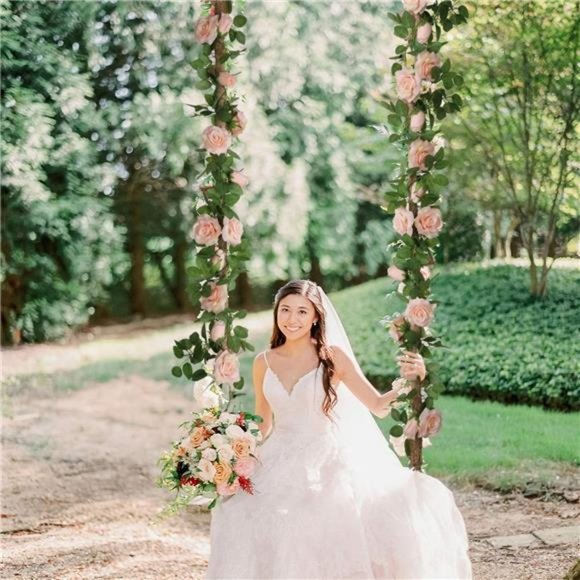 2 Pack Pink Artificial Floral Garland 13 FT Fake Rose Vine Hanging Rose Garland - Picture 6 of 6